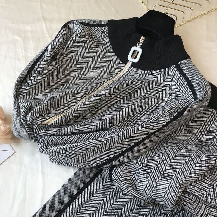 Damen Freizeitliche Strickjacke und Jogginghose Set Drune