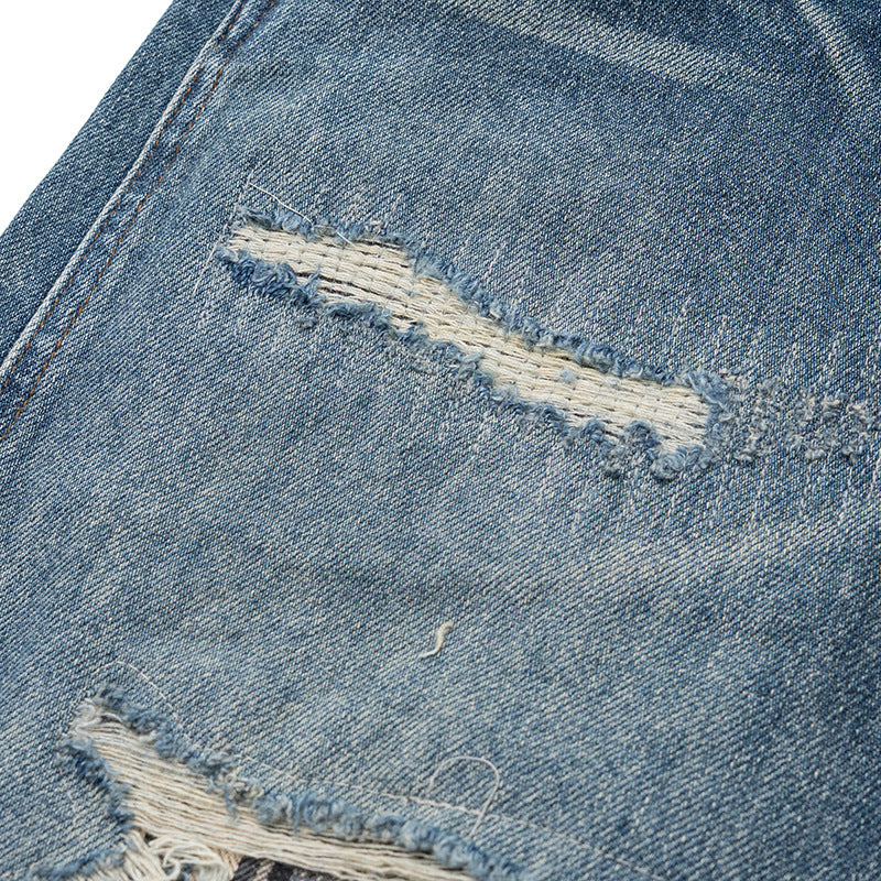 Damen Hochtaillierte Denimhose im weiten, verkürzten Schnitt mit Used‑Effekt und aufgesetzten Fronttaschen Drune