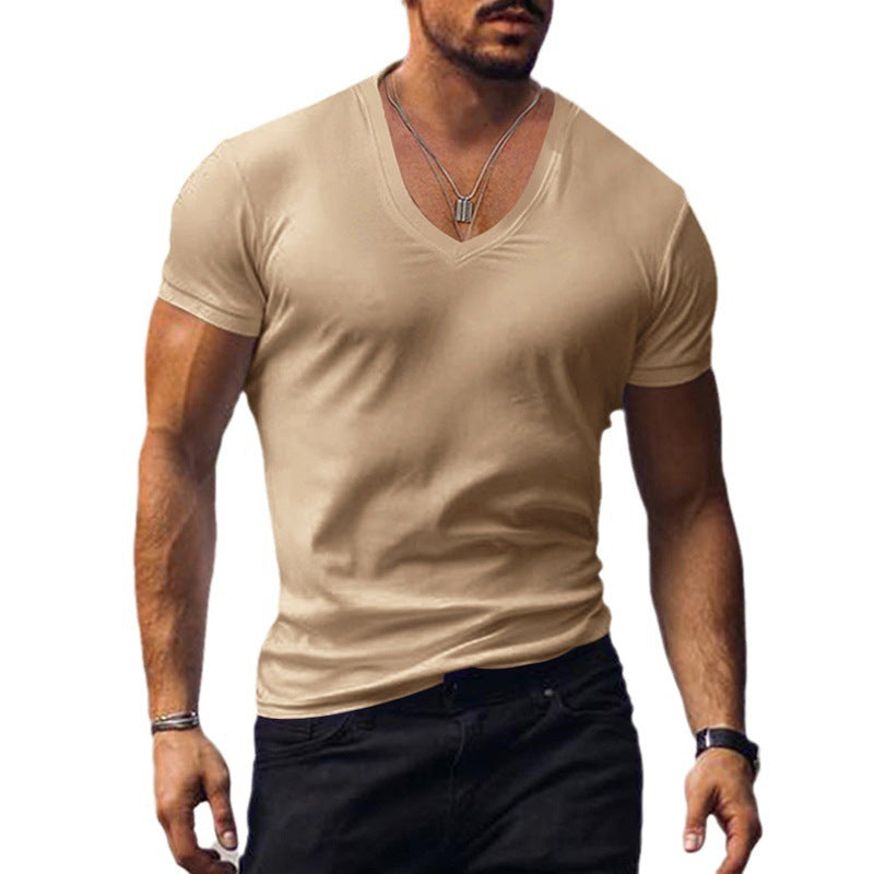 Herren lässiges V-Ausschnitt T-Shirt Drune