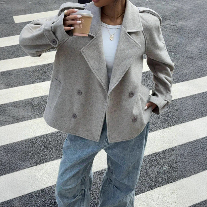 Damen Elegantes Oversized Wolljacke