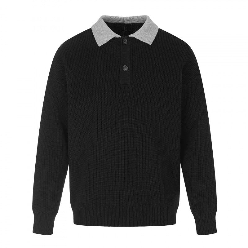 Herren Feinstrick-Polo mit Henley‑Knopfleiste und kontrastierendem Polokragen Drune