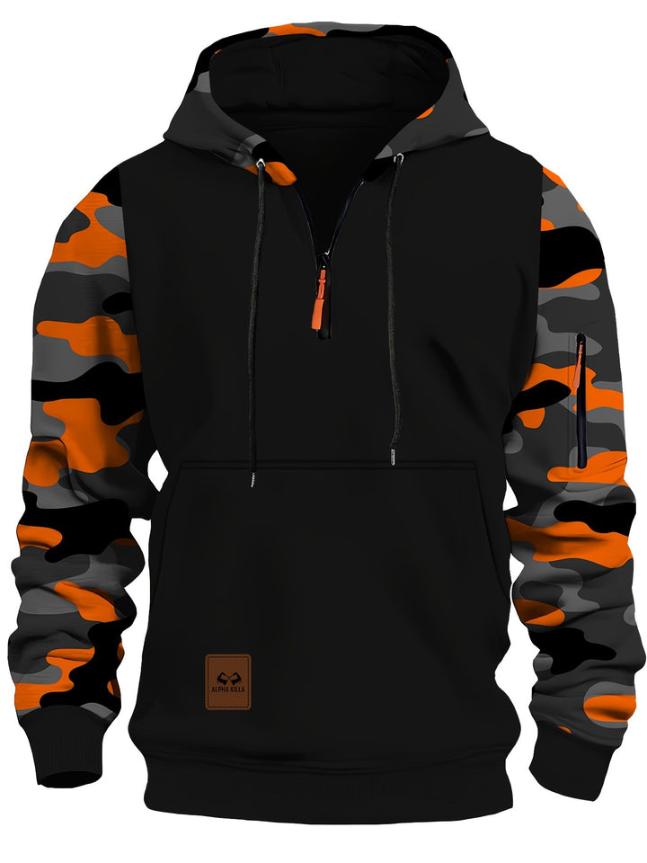 Herren Sportliche Kapuzenjacke mit Camouflage-Ärmeln Drune