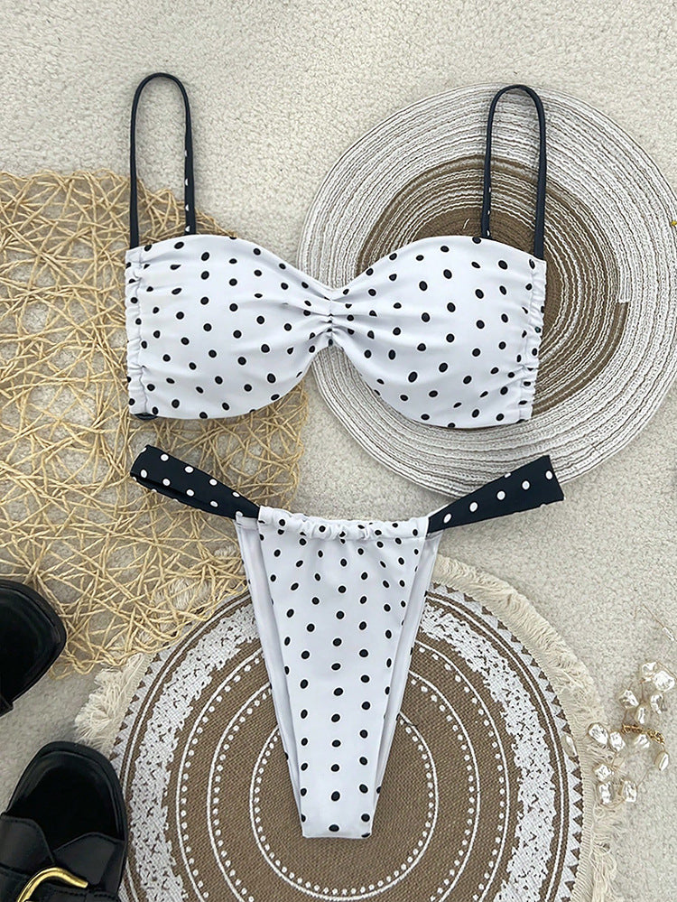 Damen Bikini-Set mit verspieltem Polka-Dot Design und verstellbaren Trägern Drune