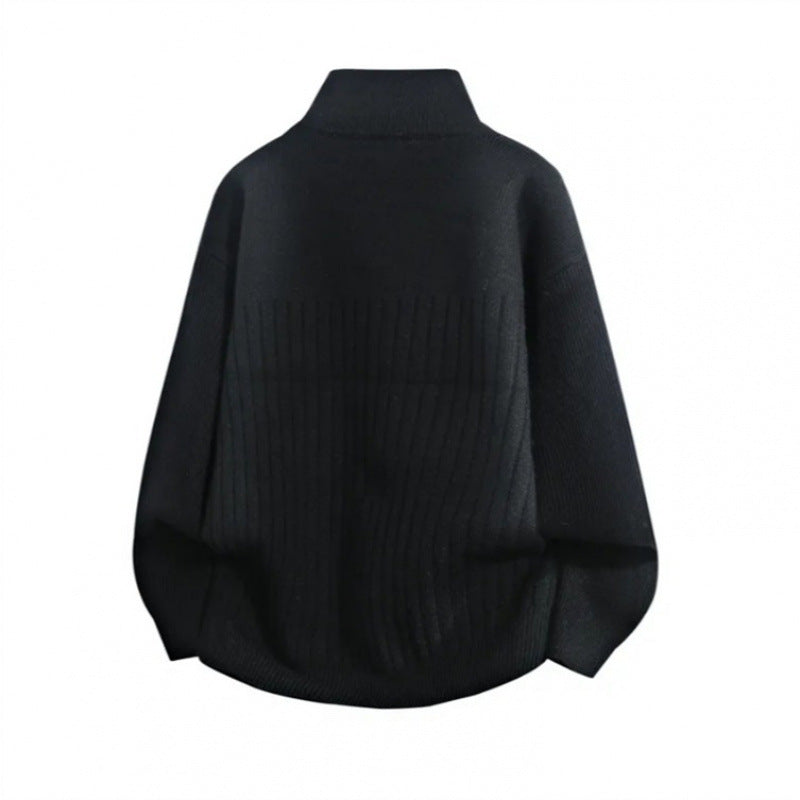 Herren modische Strickjacke mit hohem Kragen und strukturiertem Design Drune