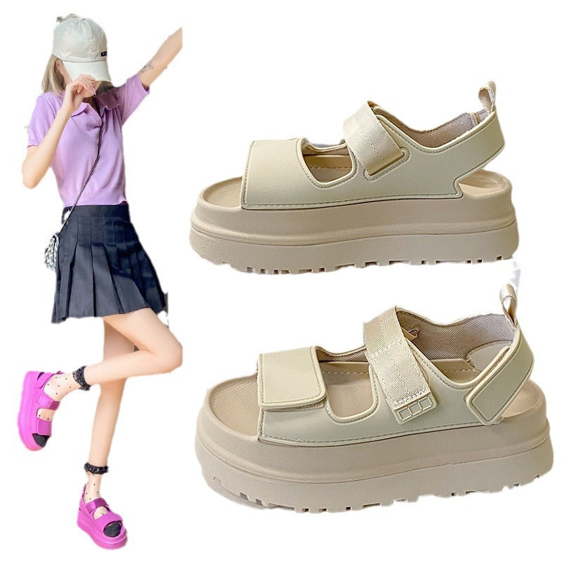Damen Sportliche Sandalen mit verstellbaren Klettverschlüssen und rutschfester Profilsohle Drune