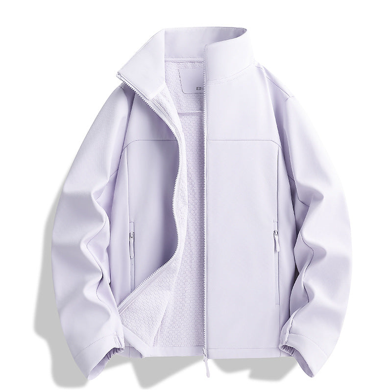 Unisex leichte Softshell-Jacke mit Fleece-Innenfutter, Stehkragen und Reißverschlusstaschen Drune
