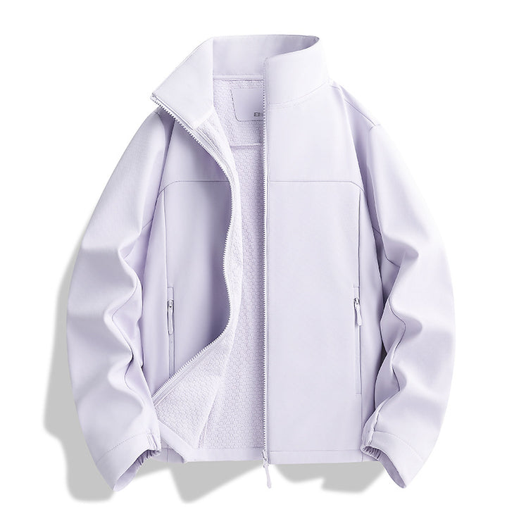 Unisex leichte Softshell-Jacke mit Fleece-Innenfutter, Stehkragen und Reißverschlusstaschen Drune