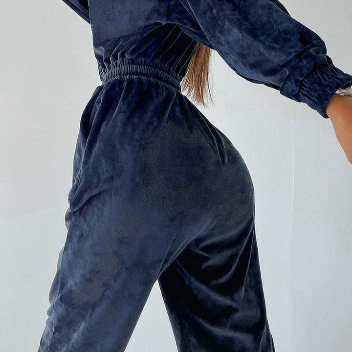 Damen Velours Jogginganzug mit weitem Schnitt und elastischem Bund Drune