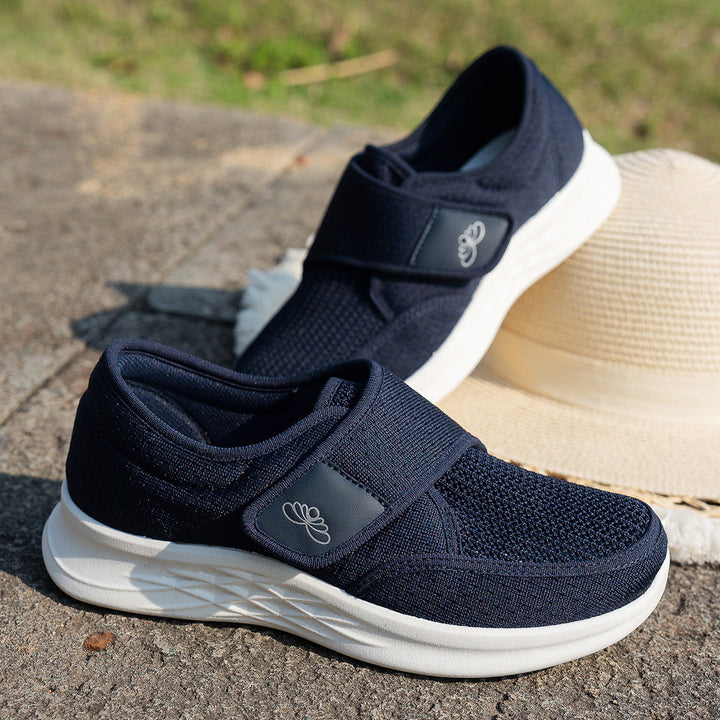 Damen sportliche und atmungsaktive Slipper mit Klettverschluss Drune