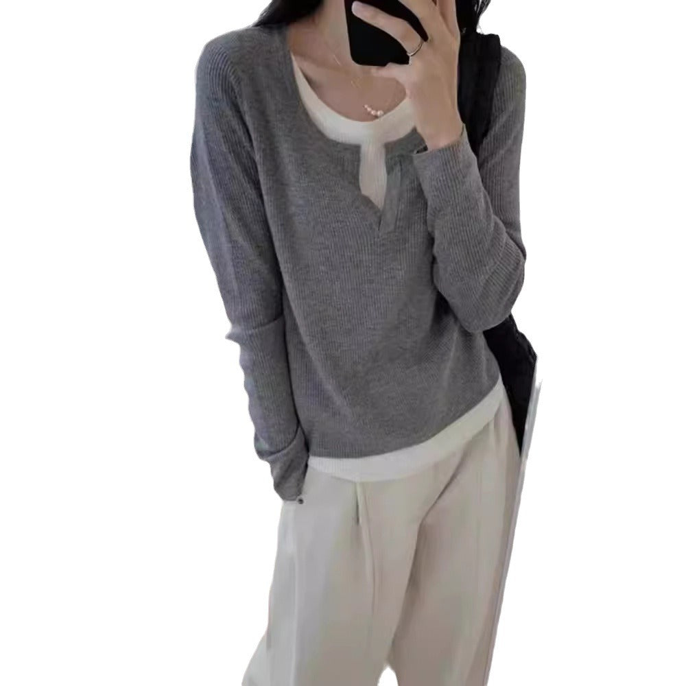 Damen Feinstrickpullover mit V-Ausschnitt und Raglanärmel Drune
