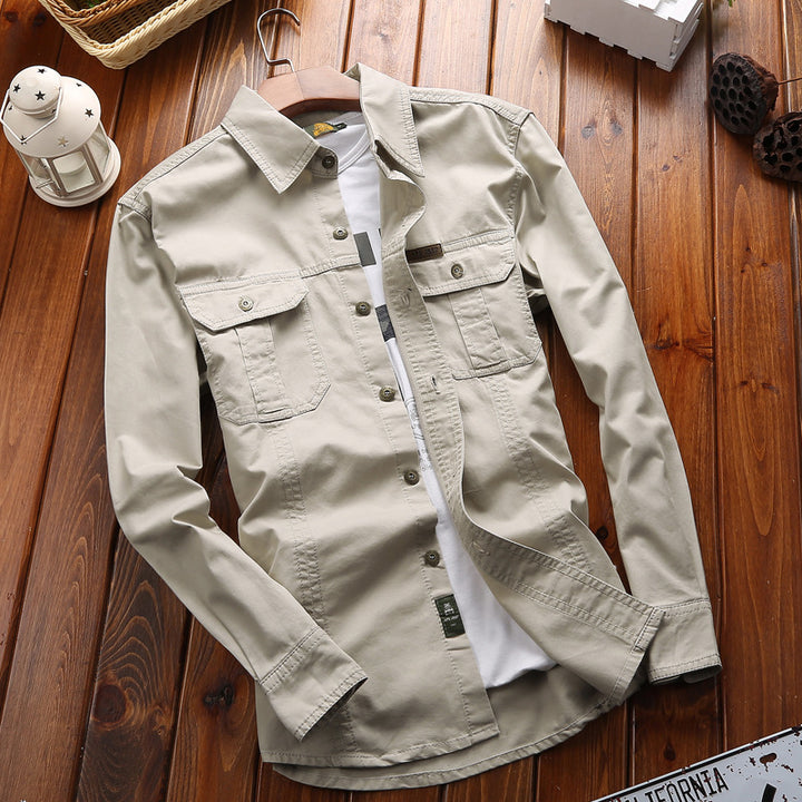 Herren  vielseitiges Canvas-Overshirt mit Klappbrusttaschen, verstärkten Nähten und regular fit Drune