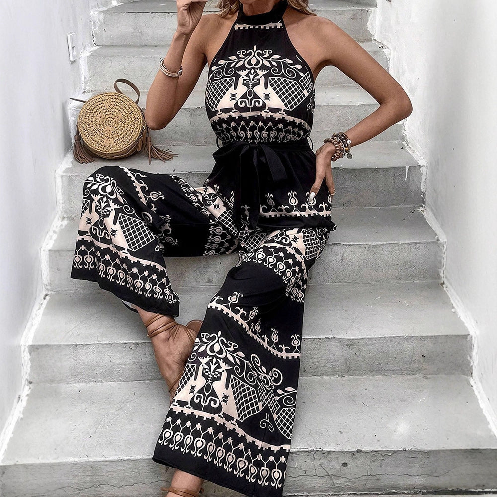 Damen Jumpsuit mit elegantem Halterdesign und stilvollen Musterdetails Drune