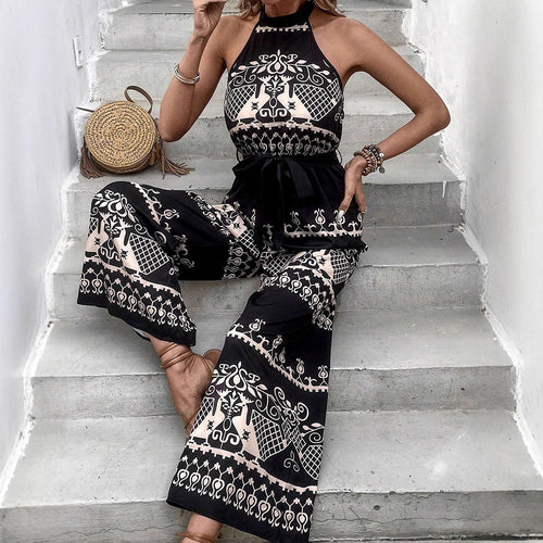 Damen Jumpsuit mit elegantem Halterdesign und stilvollen Musterdetails Drune