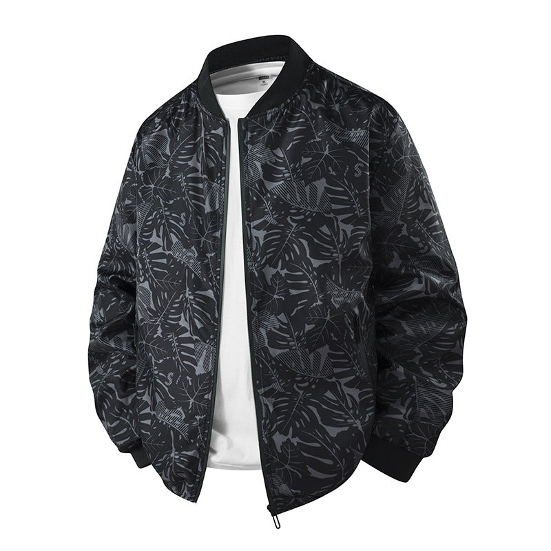 Herren Stylische Bomberjacke mit floralem Muster Drune