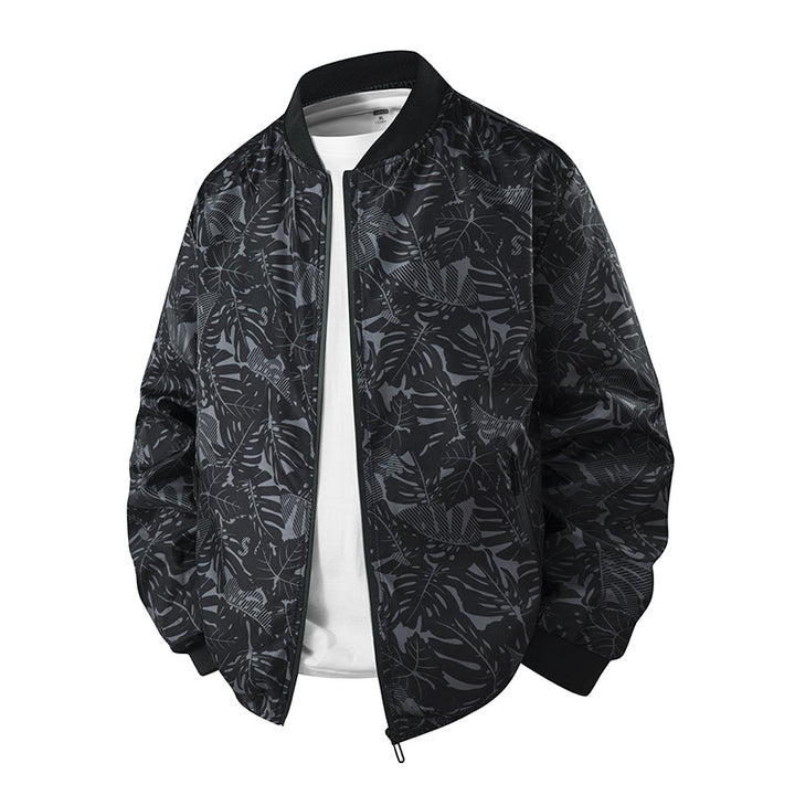 Herren Stylische Bomberjacke mit floralem Muster Drune
