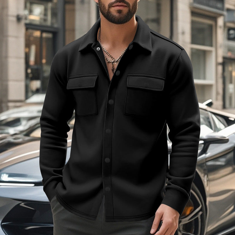 Herren Overhemdjacke mit zwei aufgesetzten Taschen und strukturiertem Stoff Drune