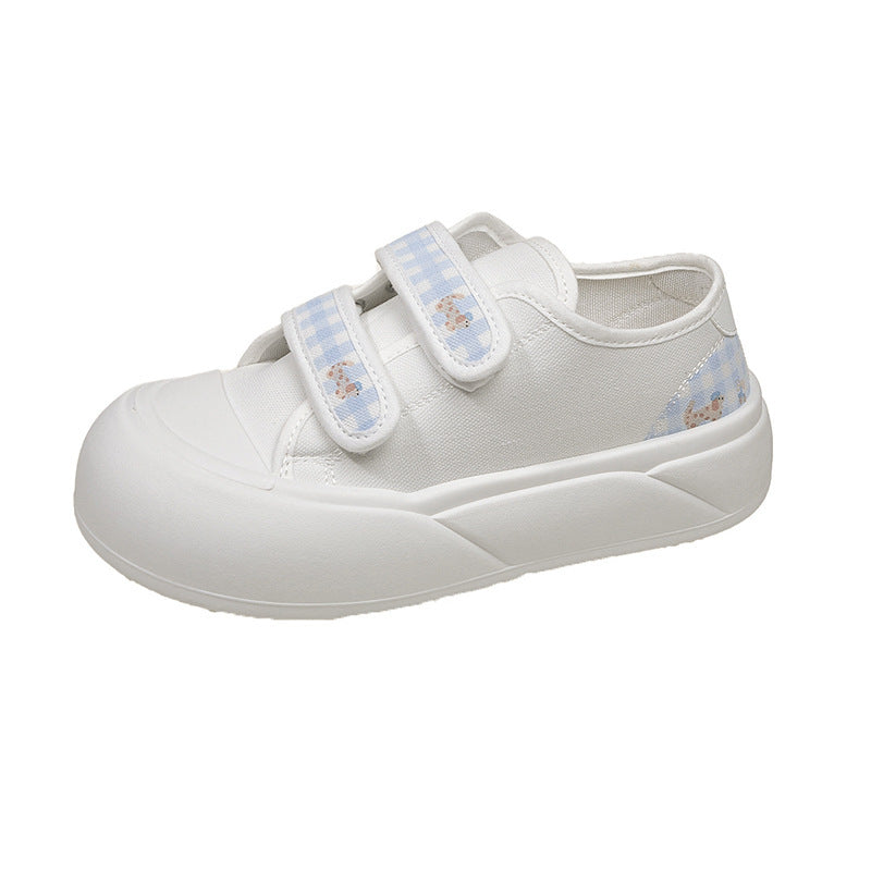 Damen Bequeme Sneaker mit verstellbarem Klettverschluss und floralen Applikationen Drune