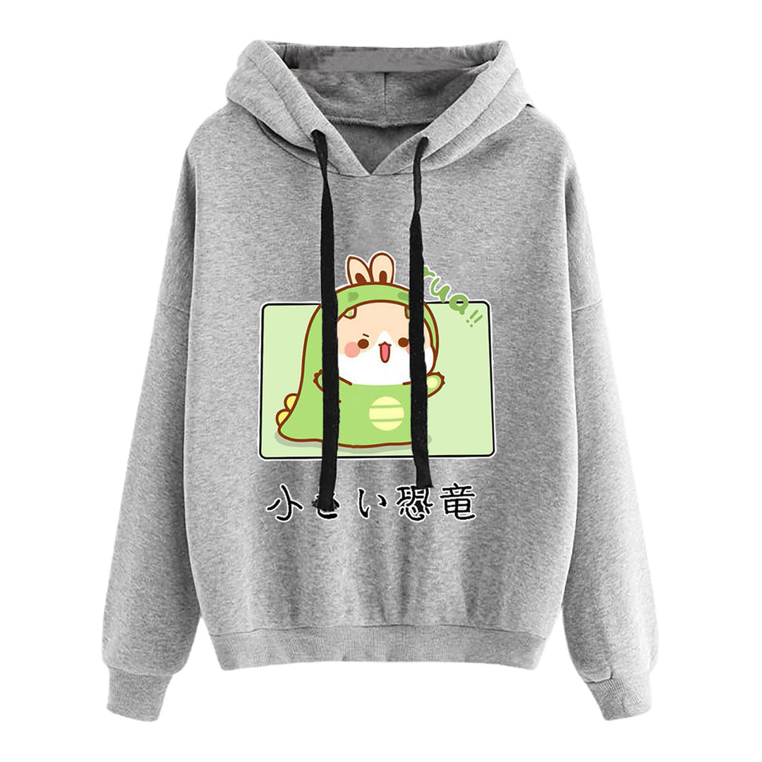 Damen nan kurz geschnittener Cropped-Kapuzenpullover mit niedlicher Frosch-Illustration und verstellbarer Kapuze Drune