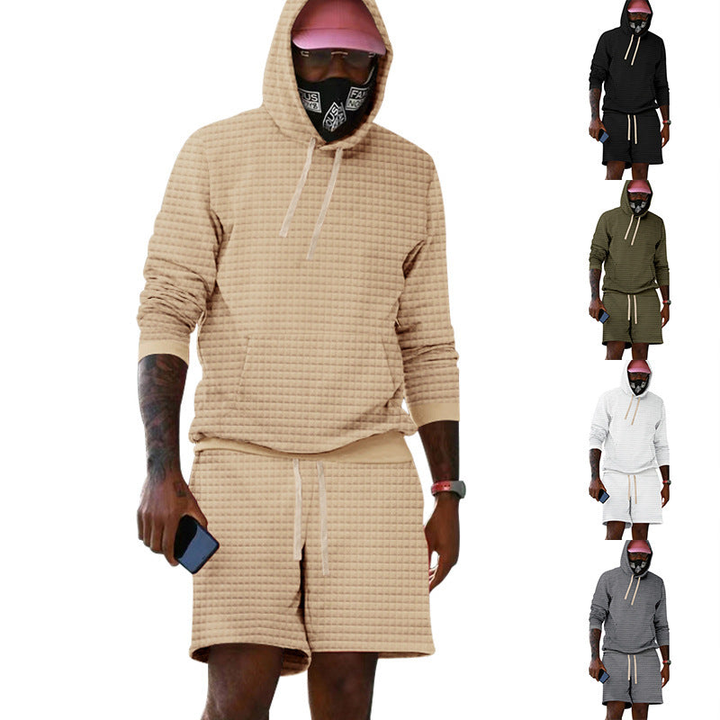 Herren Sportiv gestepptes Hoodie- und Shorts-Set Drune