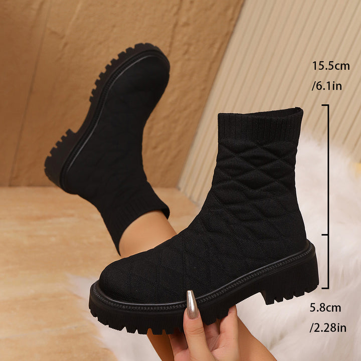 Damen Modische und bequeme gestrickte Stiefel Drune