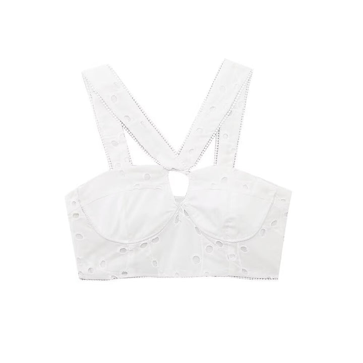 Damen Crop-Bra mit zarter Lochspitze und elegantem Rückenausschnitt Drune