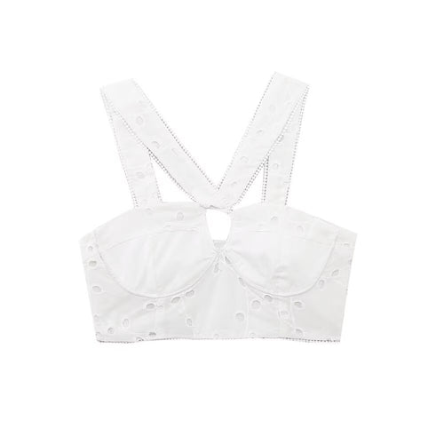 Damen Crop-Bra mit zarter Lochspitze und elegantem Rückenausschnitt Drune