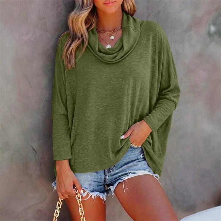 Damen Oversized Schalkragen-Longsleeve mit Fledermausärmeln Drune
