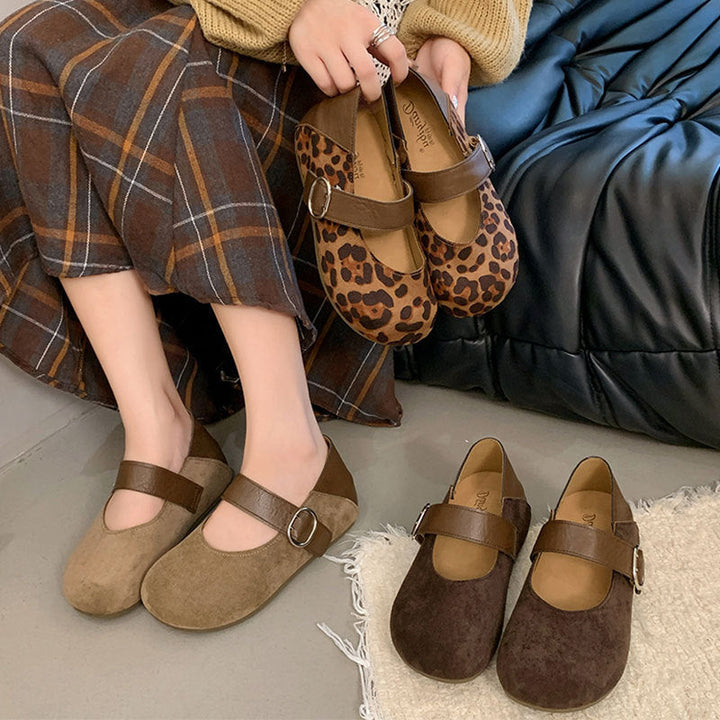 Damen Mary-Jane Schuhe mit modischem Leoprint und komfortablem Riemen Drune