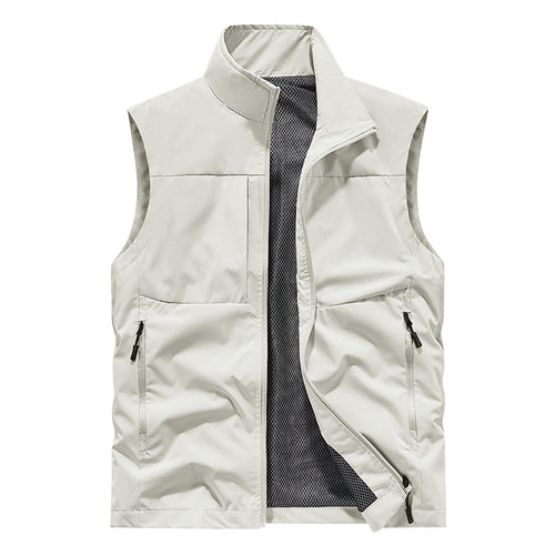 Herren Leichte technische Outdoor‑Weste mit Stehkragen, Netzfutter und Reißverschlusstaschen Drune