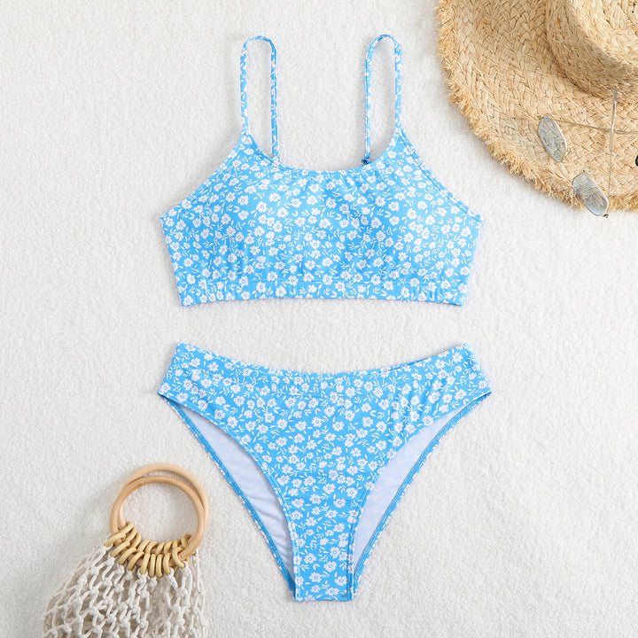 Damen Bikini-Set mit floralen Mustern und hoher Taille Drune