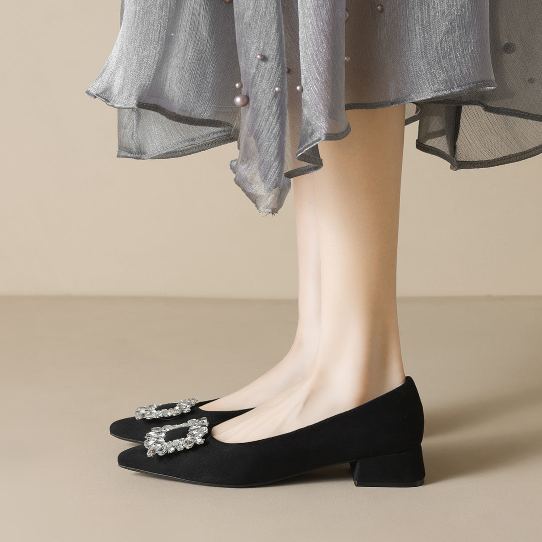 Damen elegante Ballerinas mit funkelndem Kristallbesatz Drune