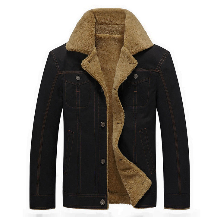Herren Robuste Canvas-Truckerjacke mit durchgehendem Teddyfutter und Hemdkragen Drune