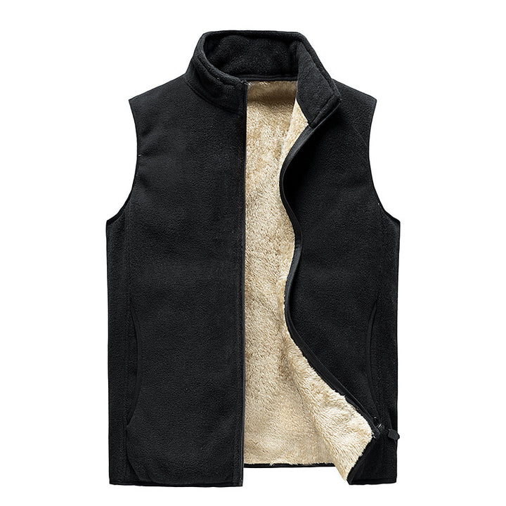 Herren Wärmende Fleece-Thermoweste mit dichter Sherpa‑Fütterung und Hochkragen Drune