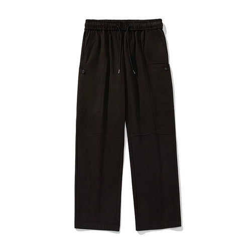 Unisex Weite Relaxed-Cargo-Palazzo-Hose mit elastischem Kordelbund und aufgesetzten Knopf-Taschen Drune
