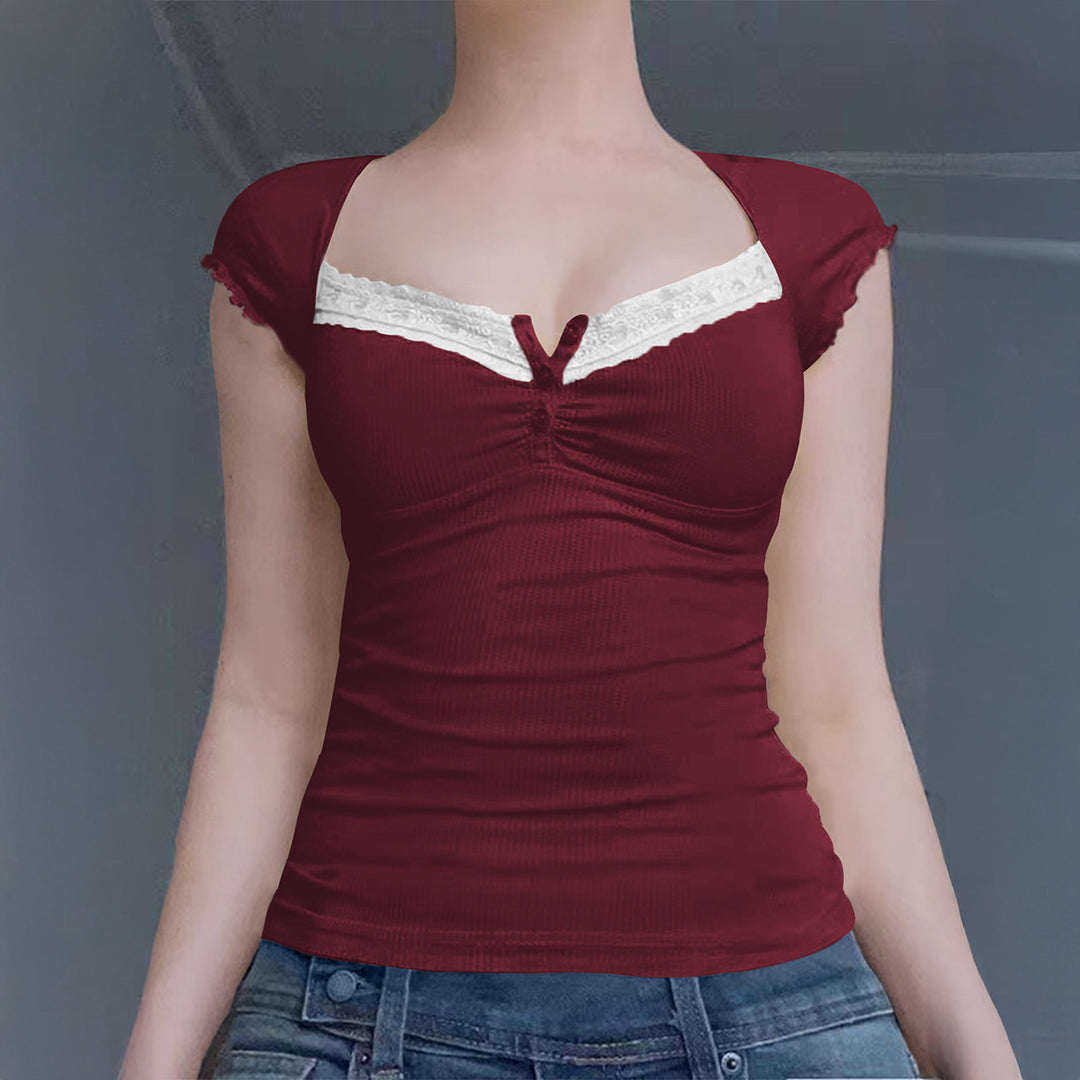 Damen Ripp-Trägershirt mit setzen Spitze Drune