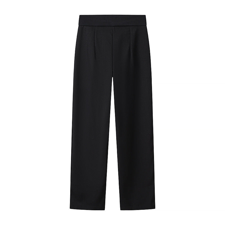 Damen Elegante weite Bundfaltenhose mit geradem Bein und Bügelfalte Drune