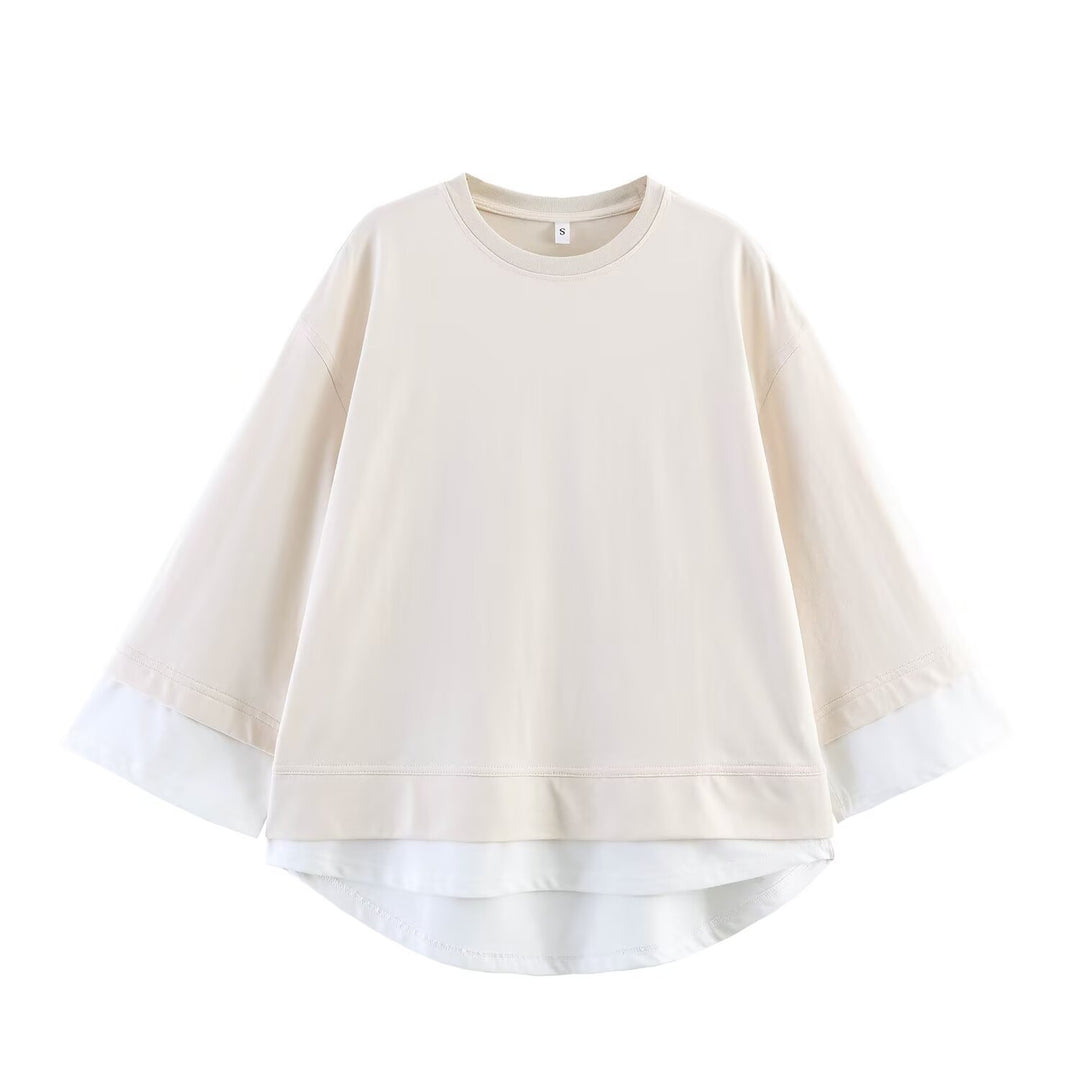 Damen Loungewear-Set aus weichem Jersey mit überlappendem Layer-Top und elastischer Highwaist-Hose Drune