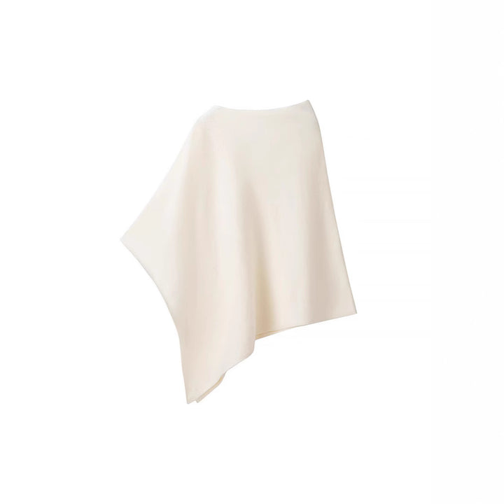 Damen Asymmetrischer Feinstrick-Poncho mit Rundhalsausschnitt Drune