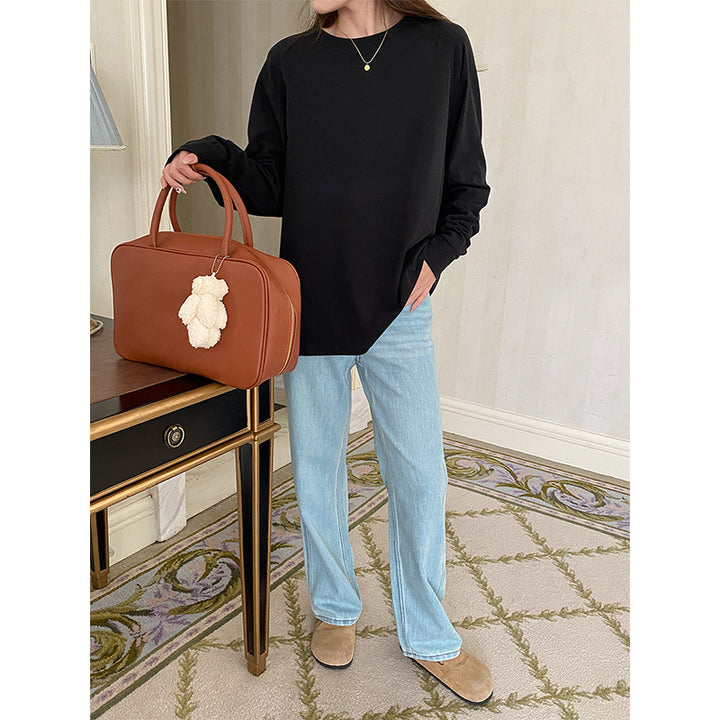 Damen Lässiges Langarmshirt mit hochwertigem Baumwollmix Drune