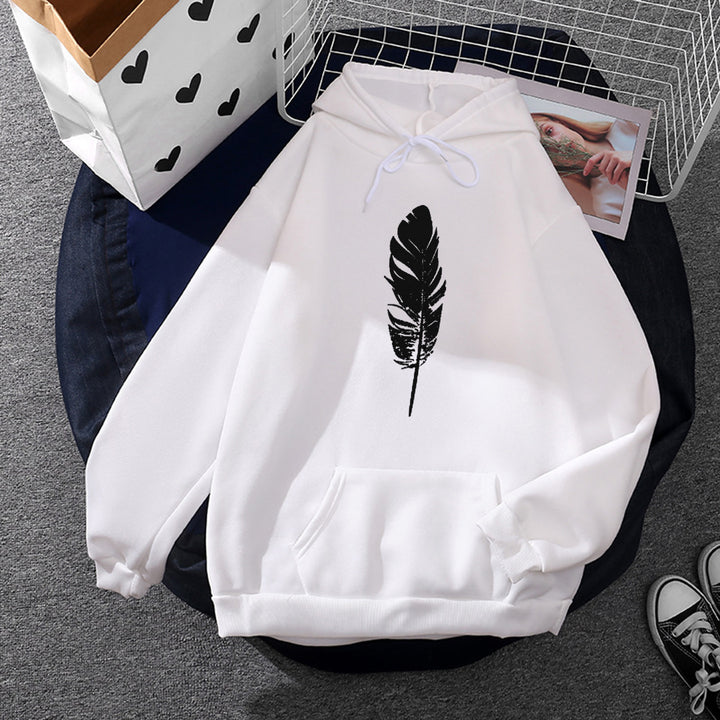 Damen nan Kapuzenpullover mit Fingerherz-Print, Oversize-Schnitt und Kängurutasche Drune