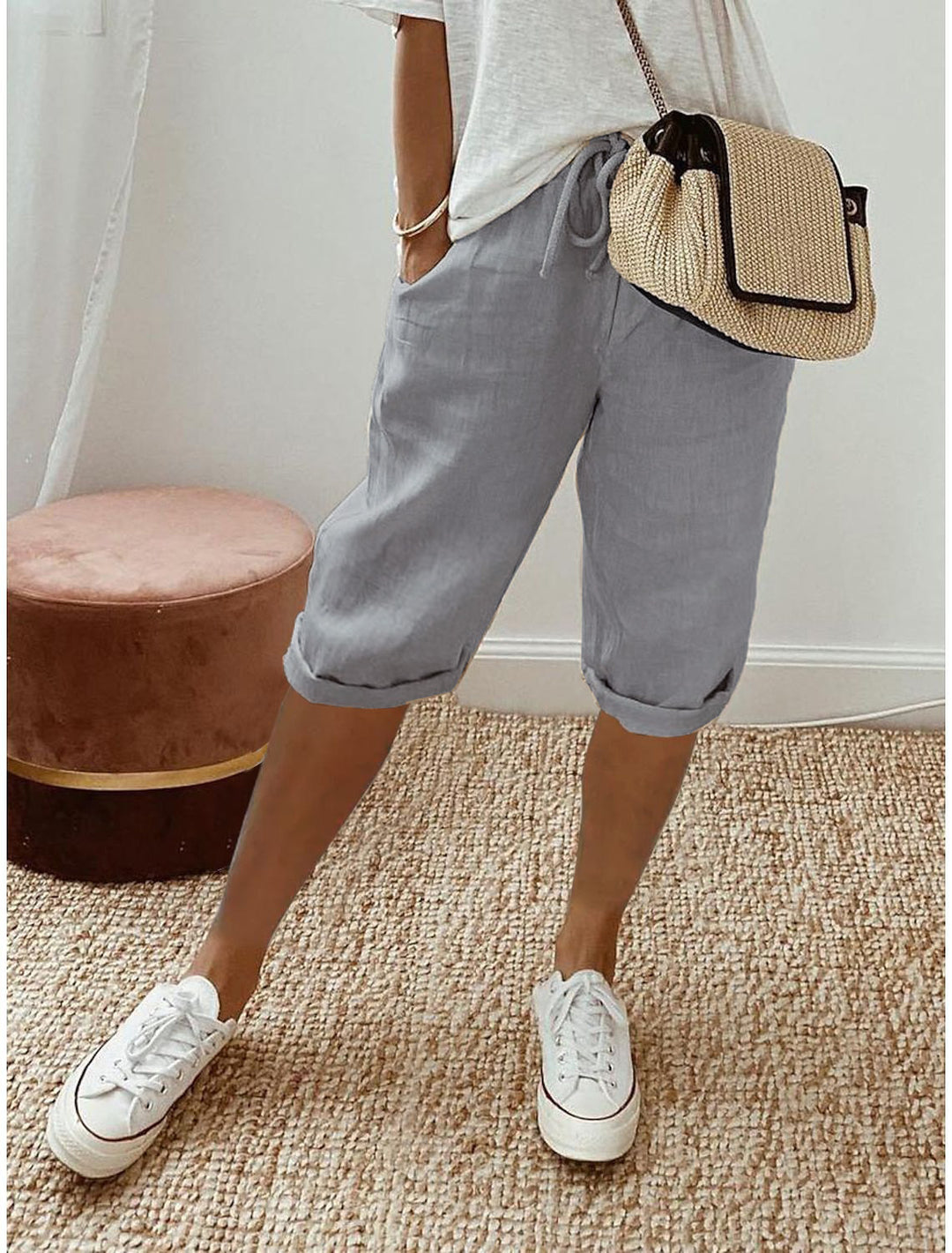Leichte Shorts mit elastischem Bund für Damen Drune