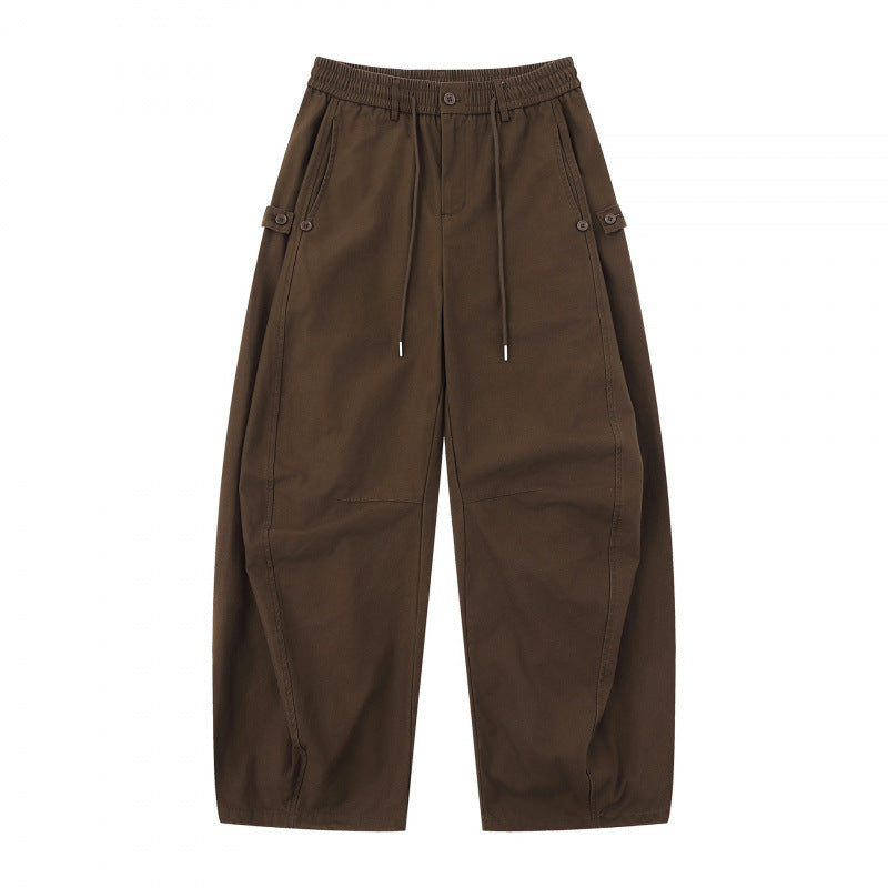 Damen Weite Culotte-Cargo-Hose mit elastischem Bund, Tunnelzug und aufgesetzten Taschen Drune