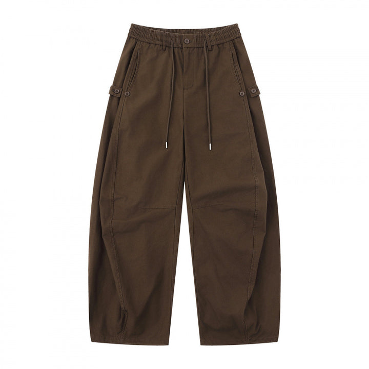 Damen Weite Culotte-Cargo-Hose mit elastischem Bund, Tunnelzug und aufgesetzten Taschen Drune