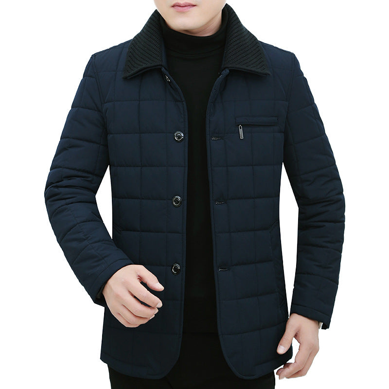 Herren Steppjacke mit Boxsteppung, Cordkragen und Brust-Reißverschlusstasche Drune