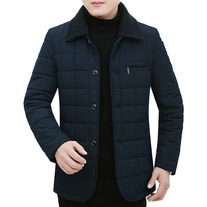 Herren Steppjacke mit Boxsteppung, Cordkragen und Brust-Reißverschlusstasche Drune