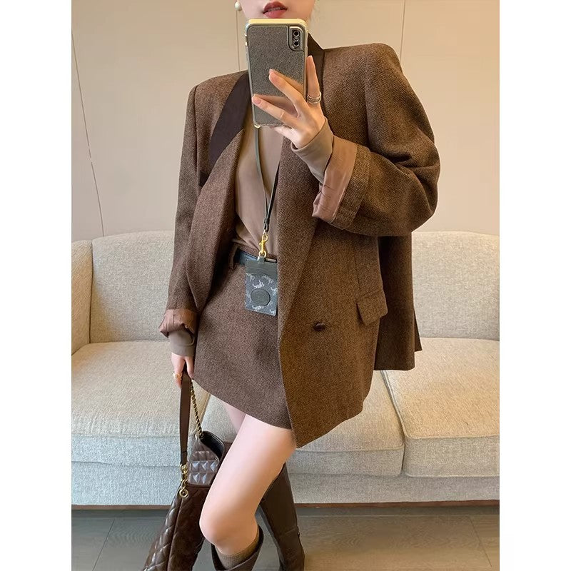 Damen Eleganter Tweed Blazer mit schickem Schnitt Drune