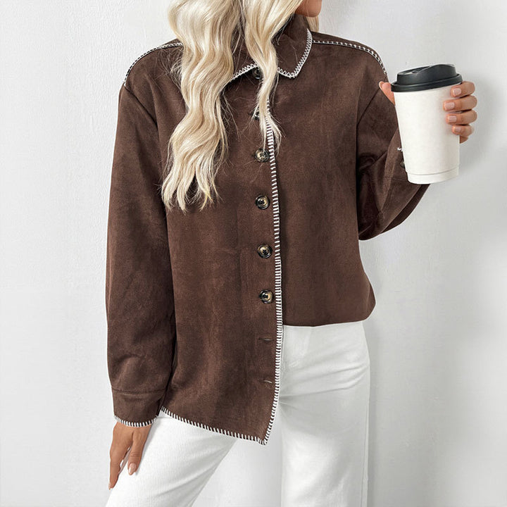 Damen Elegantes Overshirt aus Velourslederimitat Drune
