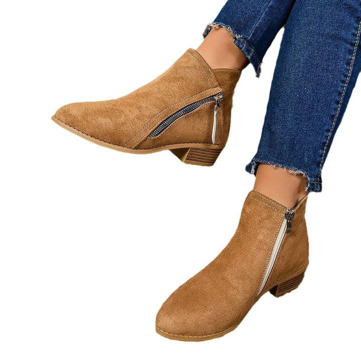 Damen Elegante Stiefeletten mit modischem Reißverschluss Drune