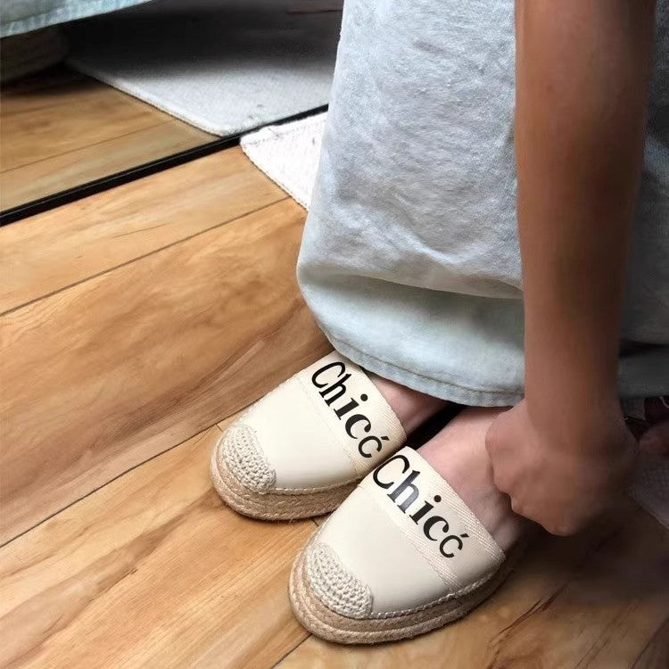 Damen Espadrille-Slingback mit geflochtener Plateau-Sohle und Logo-Detail Drune