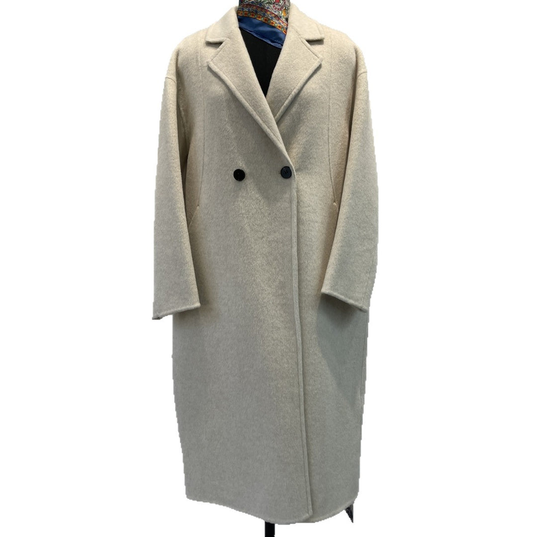 Damen maßgeschneiderter Fleece Doppelreiher Mantel Drune